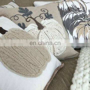 wholesale yarn dye thick  decorative textured stripe natural linen stripe autumn cushion pillow cover for harvest