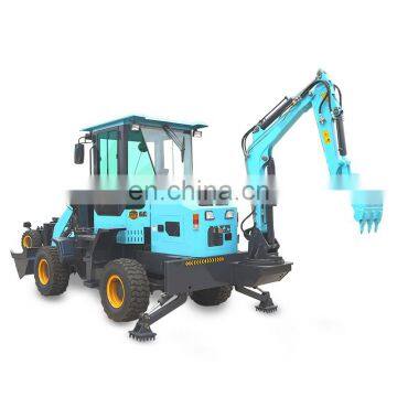 Multi-purpose 4 Wheel Drive Mini Wheel Excavator Backhole Loader Forklift photo-3