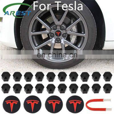 For Tesla Aluminum Model 3/ S/ X /Wheel Center Caps Hub Cover Screw Cap Logo Kit Decorative Tires Cap Modification Accessories