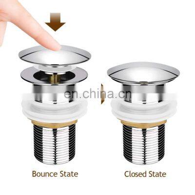 Sliver Brass Chrome Basin Sink Waste Unslotted Modern Click Clack Pop Up Drain Waste photo-3