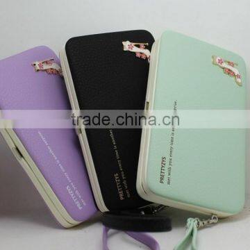 Carteira Feminina 2015 Famous Brand Wallet High Quality PU Leather Girl Cluth Double Zipper Purse Decorated With High Heeled photo-2