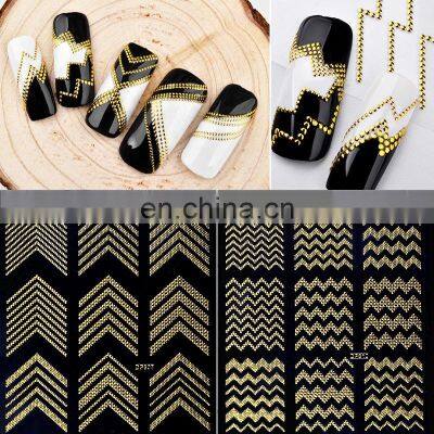 1Set Stickers Nails Gold Tips Patch Metallic Set Designs Flowers Decals Gel Nail Stickers Art Decoration 3D Nail Polish Sticker photo-2