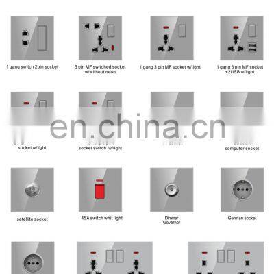 Type 86 UK/EU Standard 3 Gang 1/2 Way Wall Push Button Light Switch Glass Panel Socket and Switches Electrical photo-3