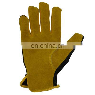 HANDLANDY Dexterity Breathable Cowhide Leather Palm Gardening Truck Driving Safety Hand Working Leather Gloves