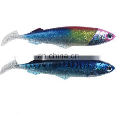 Multicolor Artificial Lure  custom trolling lures Sinking Soft Lead Head Bait paddle tail large soft plastics lures