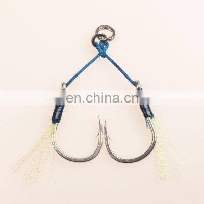 Assist Hook Double PairHooks Thread Feather High Carbon Steel Fishing Lure Slow Jigging Fishing Hook