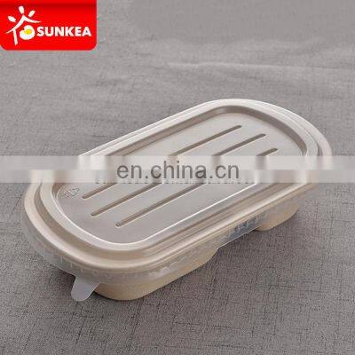 Wheat straw fiber pulp food box with plastic lid