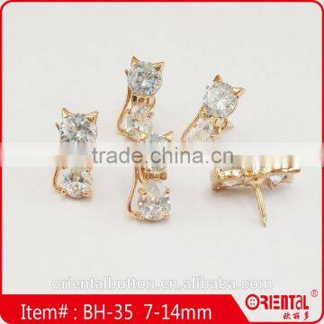 Cute Pussy Cat Shape Clear Stone Plating Metal Brooch photo-4