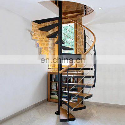 Modern Design Indoor Stairs Stainless Steel Wooden Straight Spiral Staircase