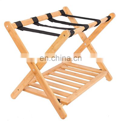 Bamboo Folding Luggage Rack Suitcase Stand Bamboo Luggage Stand Backpacks