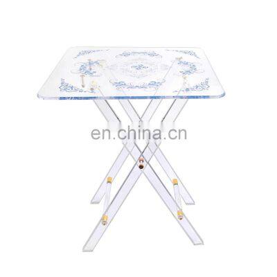 2020 Custom Acrylic Furniture Folding Tables X Leg Foldable Coffee Table For Picnic
