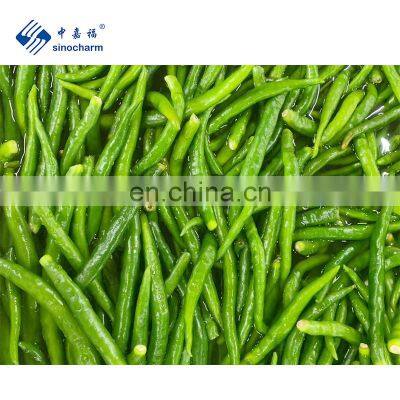 Sinocharm BRC A approved IQF Green Hot Pepper Frozen Green Hot Pepper Whole cut