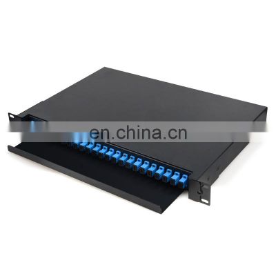 1U 19'' Sliding Type Rackmount full load Fiber Optic 24 Port Chassis ODF with pigtails and adapters