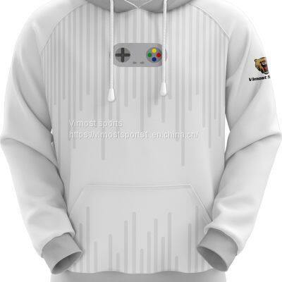 White and Grey Fashion Hoodie with White Strings