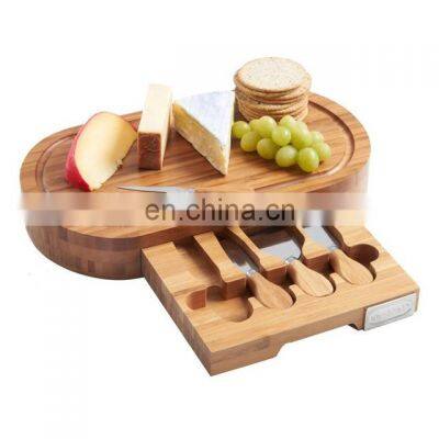 Hot Selling High Quality Simple Luxury Restaurant Oval Bamboo Cheese Board Set