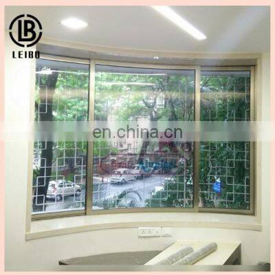 60mm Leaf New Design Aluminium Alloy Curved Sliding Window Double Glazed Glass Panels Window