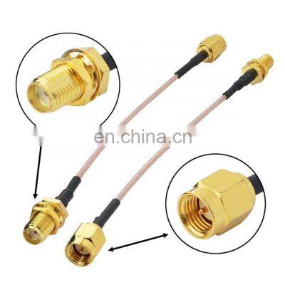 Pin Sma male to SMA female RF Coaxial Cable assembly lmr200 400 .141 s402 length 50cm grey black ferruel for antenna