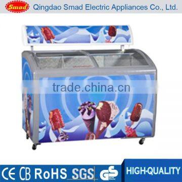 two curved sliding glass door chest freezer