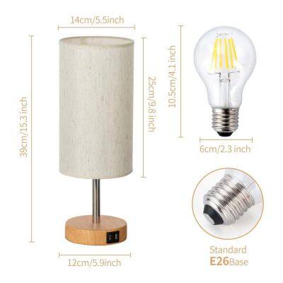 USB Rechargeable Linen Table Lamp