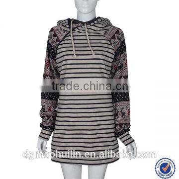 OEM cotton hoodie custom spring custom striped hoodie fashion women cotton hoodie custom