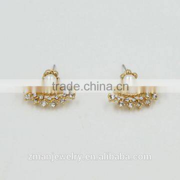 Fashion Earring Jewelry,Gold Plated Alloy Crystal Pearl Earring Stud