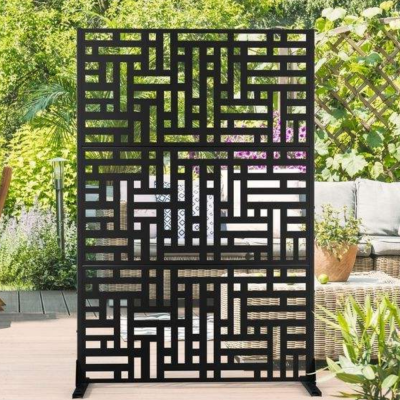 Classic Black Metal Screen for Garden Divider & Functional Indoor Partition Wrought Iron Garden Fence photo-3