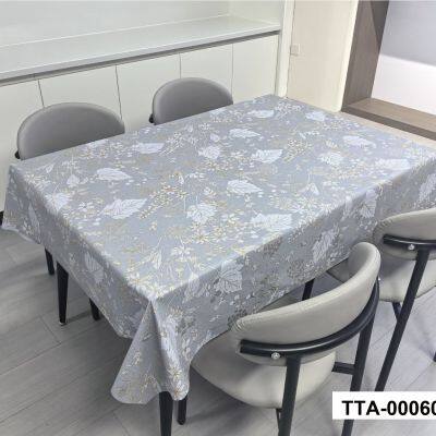 Elegant Lily Birds Pattern PVC Tablecloth, Waterproof, Oil‑proof, Easy Clean, Perfect for Daily Dining and Home Decor photo-3