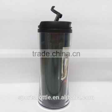 BPA free good quality double wall plastic 400ml travel mug with pp lid