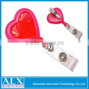 Hot-sale heart shape plastic badge holders with badge reel