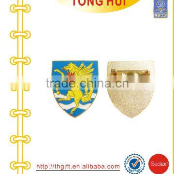 Soft enamel badges with horse logo and safety pin on back side