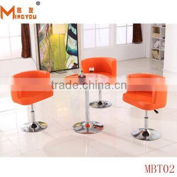 Round top bar table ,chromed base bar chair