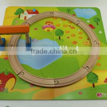 Kids wooden train track set,wooden farm puzzle