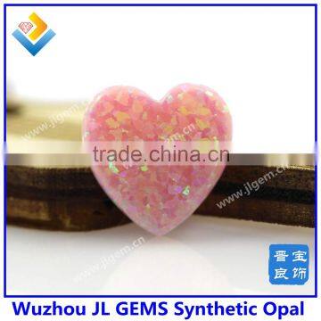 OP08 Light Pink Synthetic Heart Shape Opal Stone For Fashion Jewelry