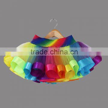 tulle skirt girls rainbow ribbon colorful tutus, kids tulle Handmade Colorful Tutu Skirt Girls Rainbow Tulle Tutu Mini skirt