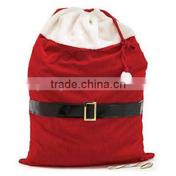 Red Velvet Christmas Santa Sack Drawstring gift Bag