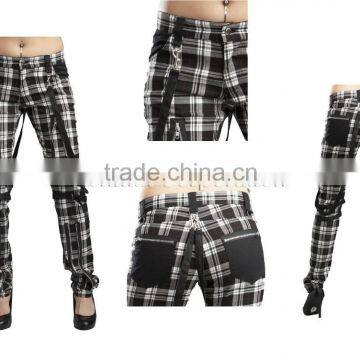 BLACK AND WHITE PLAID CHAOS BONDAGE PANTS GOTHIC STEAMPUNK