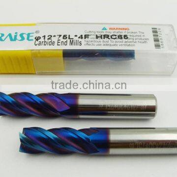 HRC65 4 flutes CNC tungsten carbide finishing end mills/milling cutters/milling tools/router bits/cutters