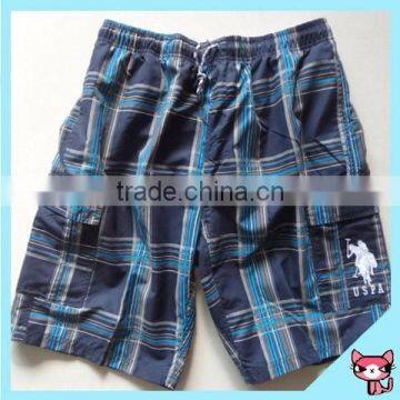 Blue Color Grid Hawaiian Shorts with photos