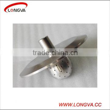 sanitary stainless steel pipe fittings end cap with threaded ferrule and fixed cleaning ball