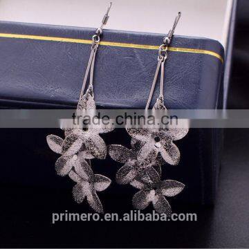 New Design Flower Dangle Jewelry Matte Long Earring Hook Wholesale photo-2