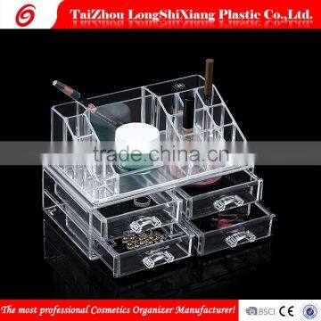 2016 Newest longshixiang fashional makeup boxes storge cosmetic organizer transparent makeup organizer