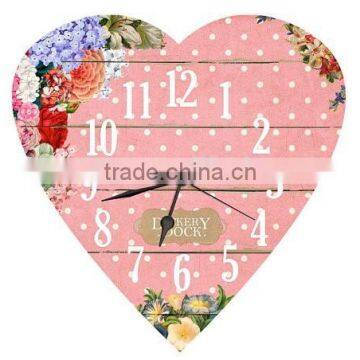 New design heart style wooden wall clock