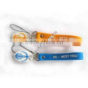 Wholesale colorful soft pvc 50mm embossed logo handmade cell phone strap