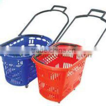 Big Volume Supermarket Rolling Baskets With Wheels photo-3