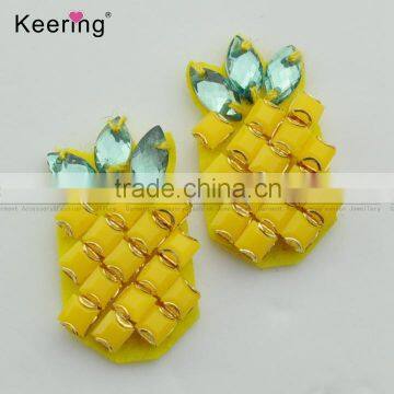 new arrival yellow decorative beaded pineapple patch for colthes WPHB-040