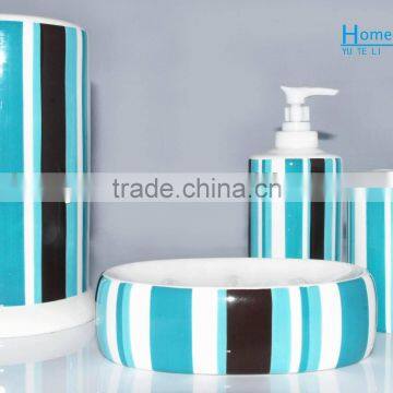 stripe design ceramic hotel decor accessory bathroom Set