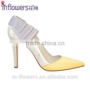 Genuine Leather Pointed Toe Fashion Design Ladies High Heel Shoes With Bowtie Back photo-2