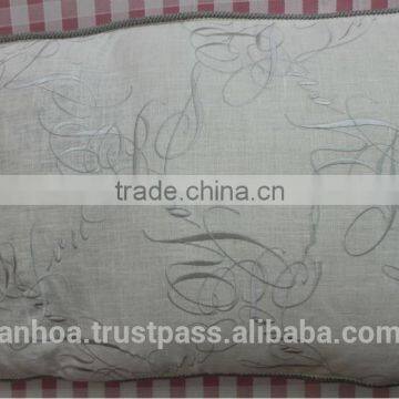 Grey linen monogram embroidery cushion cover