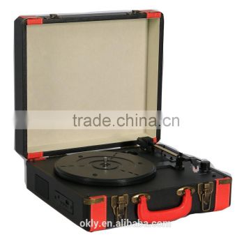 Portable Vintage suitcase Vinyl record turntable player with MP3 player 2015