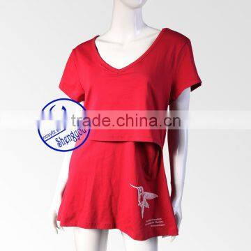 Custom Short Sleeve Spandex Cotton Maternity Breastfeeding Nursing Clothing Quality Choice Most Popular photo-3